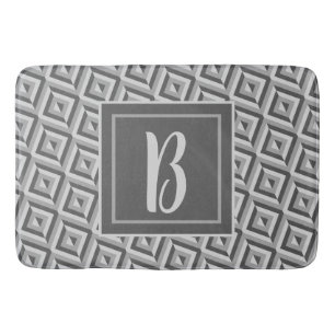 Tapis De Bain Motif diamant à trois tons gris monogramme