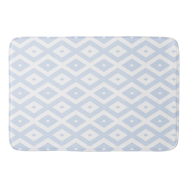 Tapis De Bain Motif diamant bleu pâle et blanc (Devant)