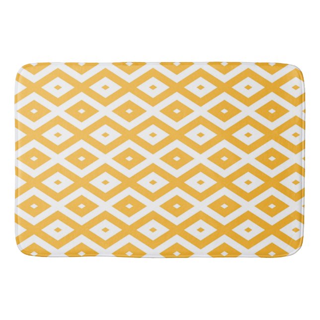 Tapis De Bain Motif diamant jaune et blanc soleil (Devant)