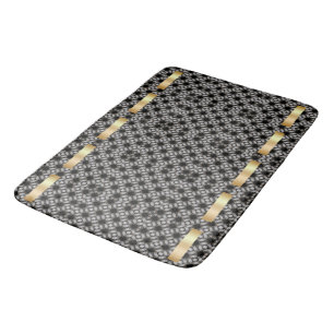 Tapis De Bain Motif Diamant Noir & Blanc Avec Accent Or