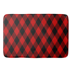 Tapis De Bain Motif diamant noir et rouge classique