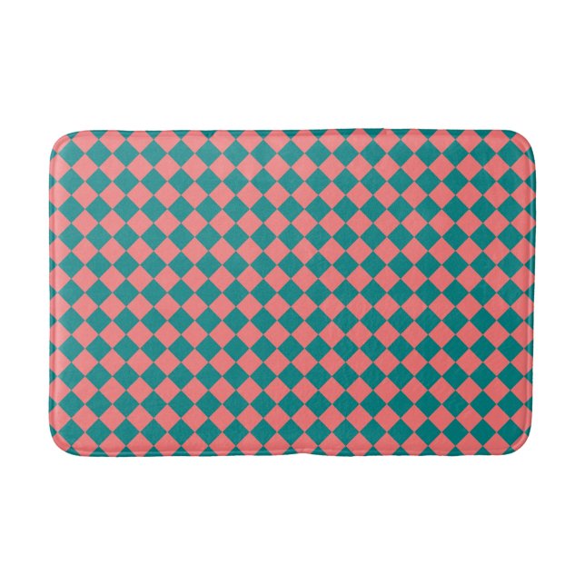 Tapis De Bain Motif diamant rose Cyan Checker (Devant)