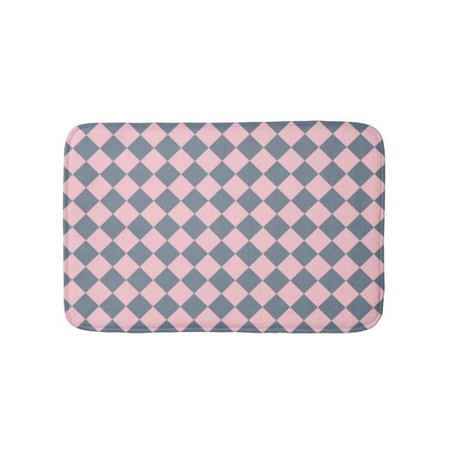 Tapis De Bain Motif diamant rose gris Checker (Devant)