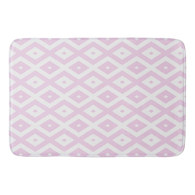 Tapis De Bain Motif diamant rose pâle et blanc (Devant)