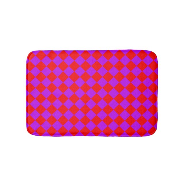 Tapis De Bain Motif diamant rouge pourpre Checker (Devant)