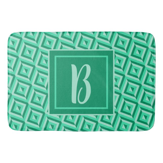 Tapis De Bain Motif diamant trois tons vert Monogramme (Devant)