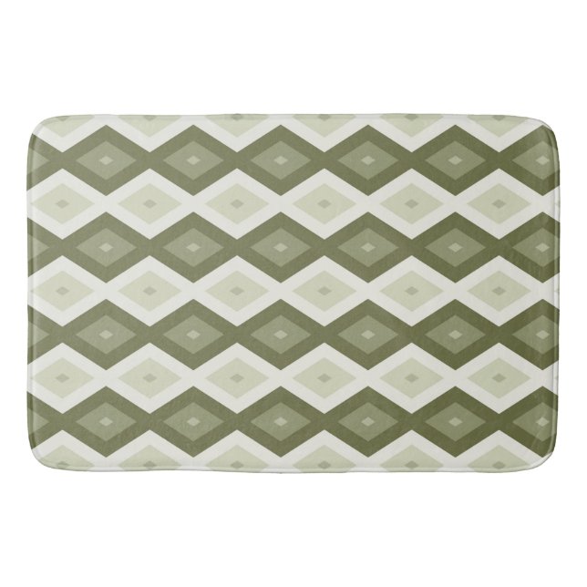 Tapis De Bain Motif diamant vert olive (Devant)