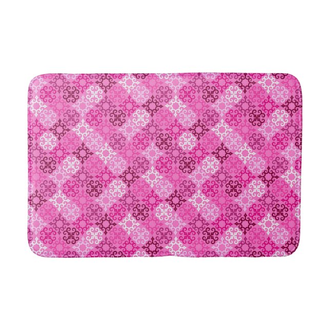 Tapis De Bain Motif diamanté à filigrane rose (Devant)