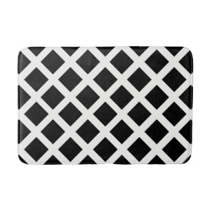 Tapis De Bain Motif D'Illusion Optique En Grille Noire Et Blanch