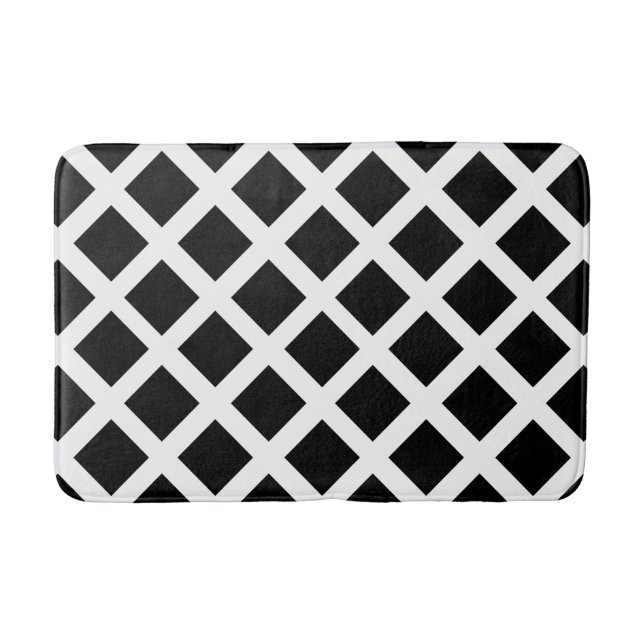 Tapis De Bain Motif D'Illusion Optique Grille Noire Et Blanc (Devant)