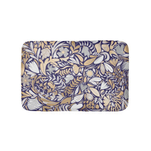 Tapis De Bain Motif d'illustration de la feuille florale blanche