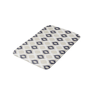 Tapis De Bain Motif D'Impression Tribale Ikat Géométrique Marine