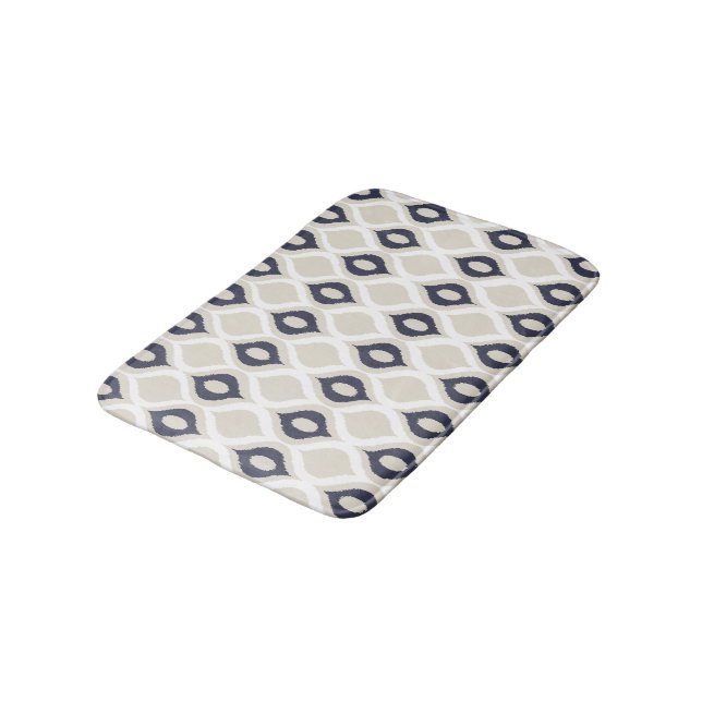 Tapis De Bain Motif D'Impression Tribale Ikat Géométrique Marine (Angle)