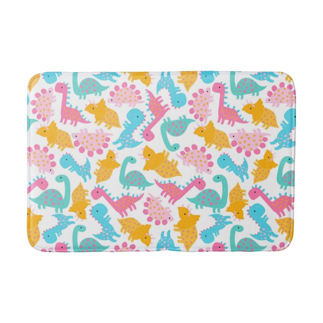 Tapis De Bain Motif Dinosaur rose et Turquoise (Devant)