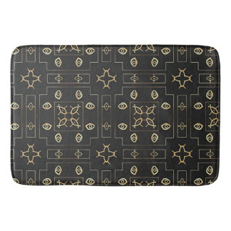 Tapis De Bain Motif d'œil en or antique sur fond noir