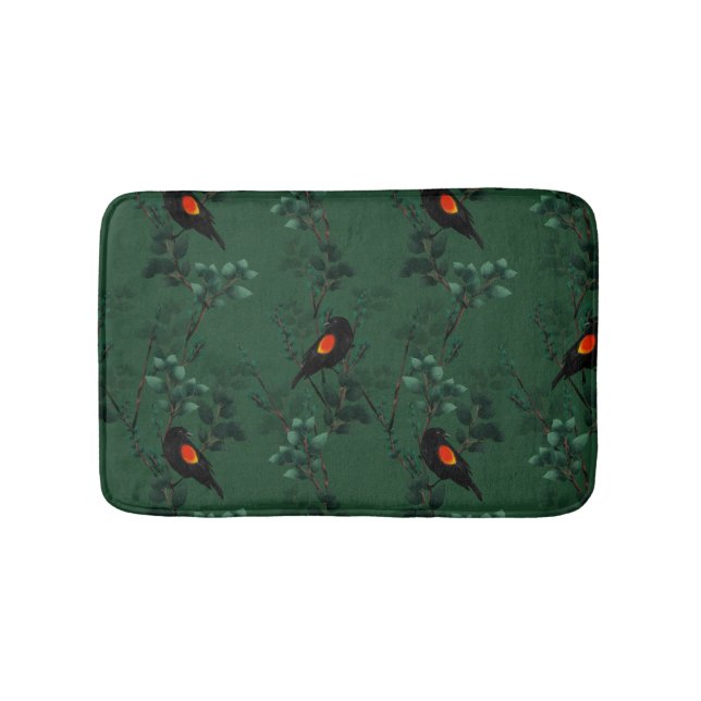 Tapis De Bain Motif d'oiseau-noir à ailes rouges (Devant)