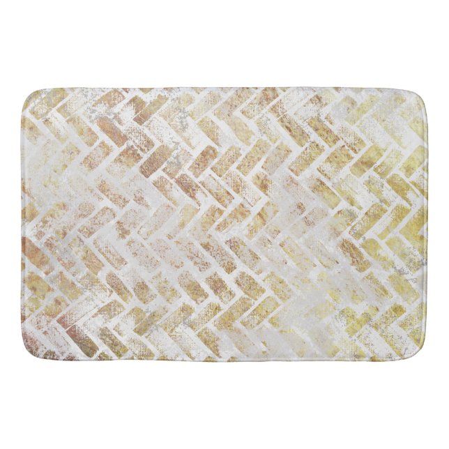 Tapis De Bain Motif d'or moderne en détresse - Herringbone (Devant)