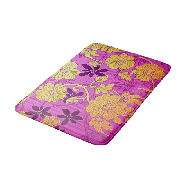 Tapis de bain motif doré rose ORIENTAL (Angle)