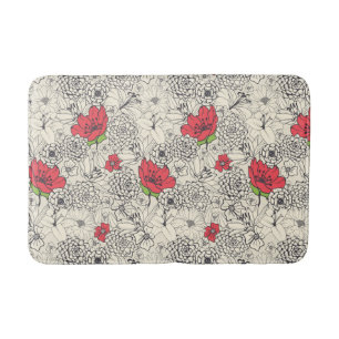 Tapis De Bain Motif du jardin de fleurs de pavot