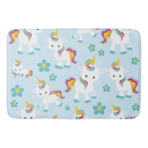 Tapis De Bain Motif D'Unicornes, De Mignons Unicornes, Fleurs