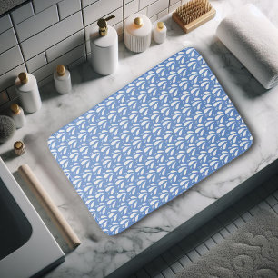 Tapis De Bain Motif éclaboussure minimaliste bleu blanc amusant