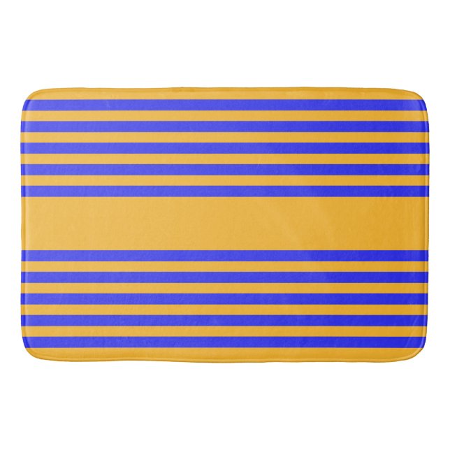 Tapis De Bain Motif électrique bleu et jaune cinq bandes (Devant)