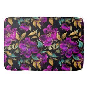 Tapis De Bain Motif élégant de fleurs aquarelles violettes et sa