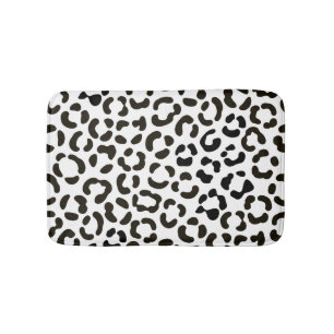 Tapis De Bain Motif Empreinte de léopard noir et blanc tendance