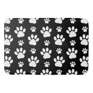 Tapis De Bain Motif, Empreintes de pattes, pattes de chien, noir