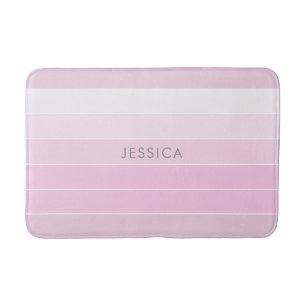 Tapis De Bain Motif en bande rose chic