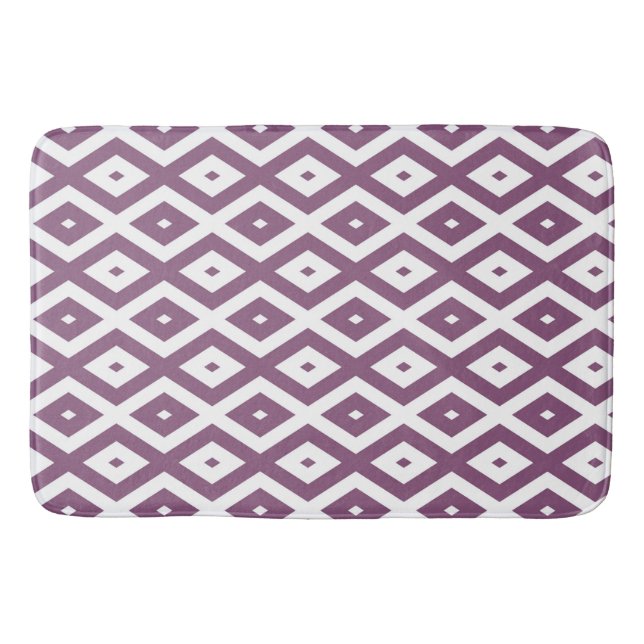 Tapis De Bain Motif en diamant blanc et mauve (Devant)