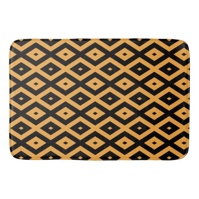 Tapis De Bain Motif en diamant jaune et noir (Devant)