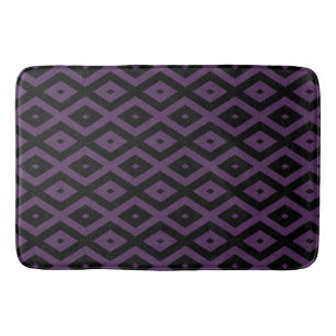 Tapis De Bain Motif en diamant noir et violet foncé