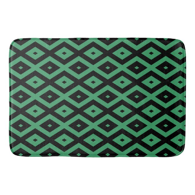 Tapis De Bain Motif en diamant vert et noir (Devant)