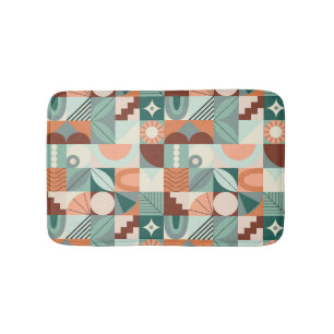 Tapis De Bain Motif en mosaïque abstrait et géométrique.