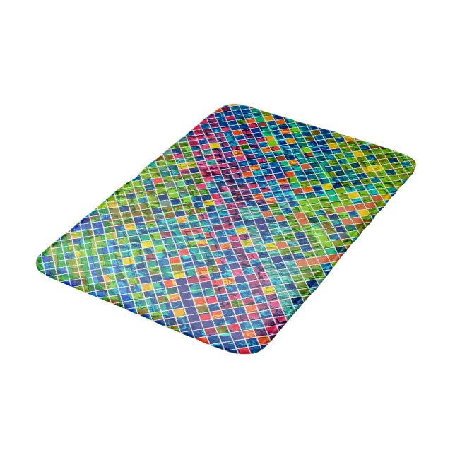 Tapis De Bain Motif en mosaïque géométrique colorée 2 (Angle)