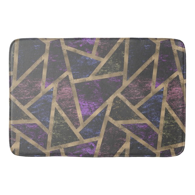 Tapis De Bain Motif en mosaïque violet et or (Devant)