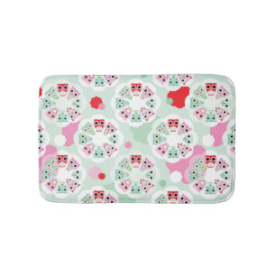 Tapis De Bain motif en pastel d'arrière - plan de hibou de fleu
