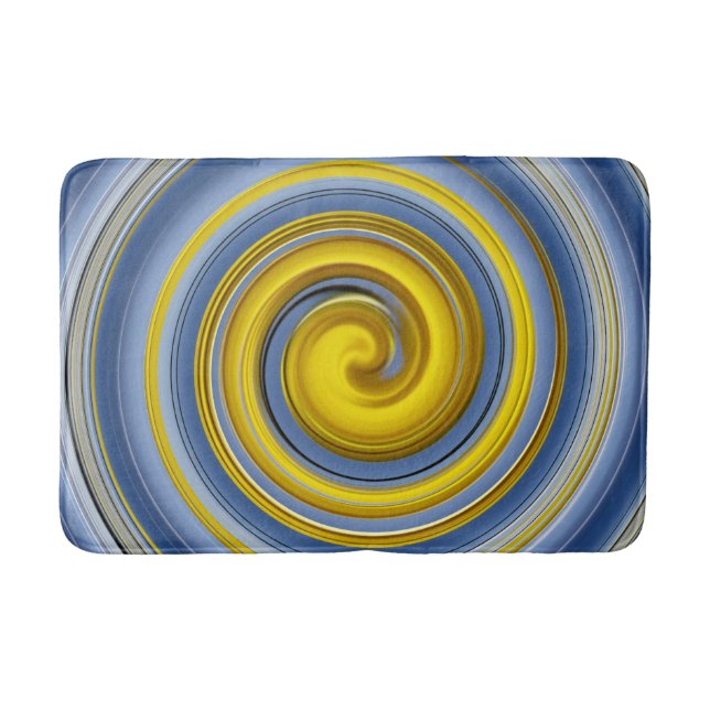 Tapis De Bain Motif en spirale jaune et bleu (Devant)