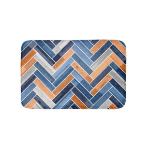 Tapis De Bain Motif en squelette dans Navy Blue and Orange
