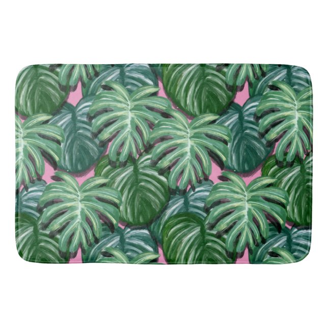 Tapis De Bain Motif exotique Feuille tropical vert (Devant)