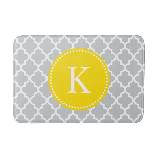 Tapis De Bain Motif fait sur commande gris jaune de Quatrefoil (Devant)