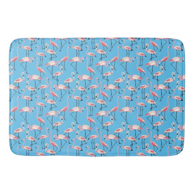 Tapis De Bain Motif flamant rose sur bleu (Devant)