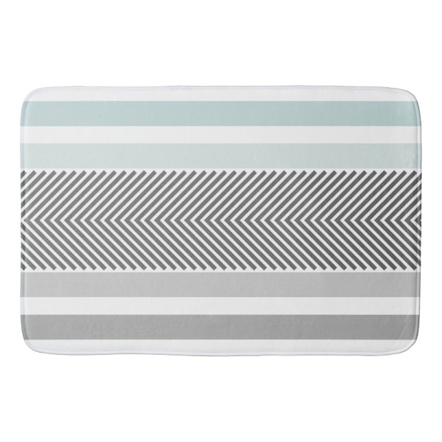 Tapis De Bain Motif Flèche Abstraite moderne bleu et gris (Devant)