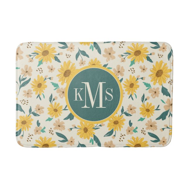 Tapis De Bain Motif Fleur de marguerite jaune (Devant)
