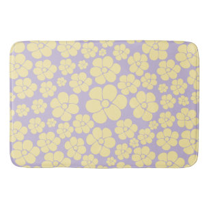 Tapis De Bain Motif Fleur - Pastel Jaune et Violet