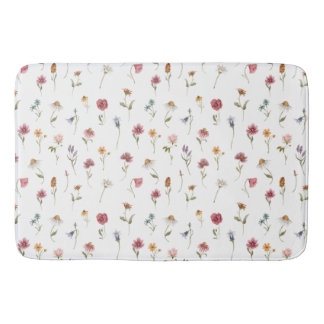 Tapis De Bain Motif Fleur sauvage de ressort d'aquarelle