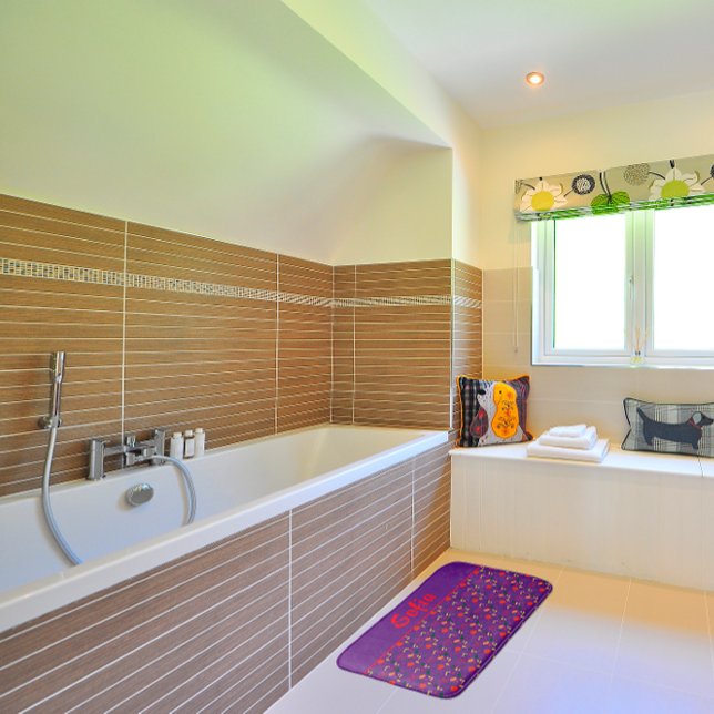 Tapis De Bain motif fleur sauvage pavot mauve natte (Créateur téléchargé)