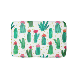 Tapis De Bain Motif fleurissant de cactus d'aquarelle mignonne