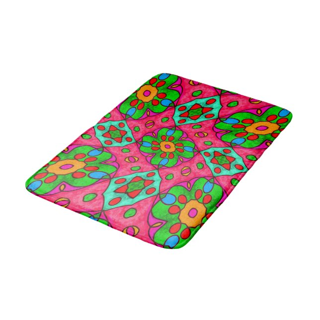Tapis De Bain Motif Fleurs Abstraites uniques (Angle)